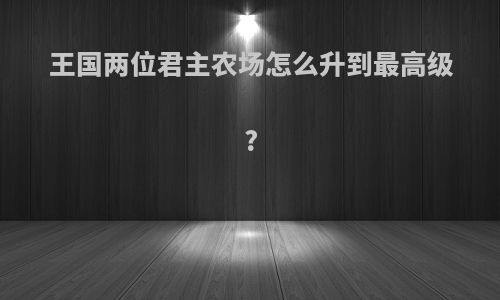 王国两位君主农场怎么升到最高级?